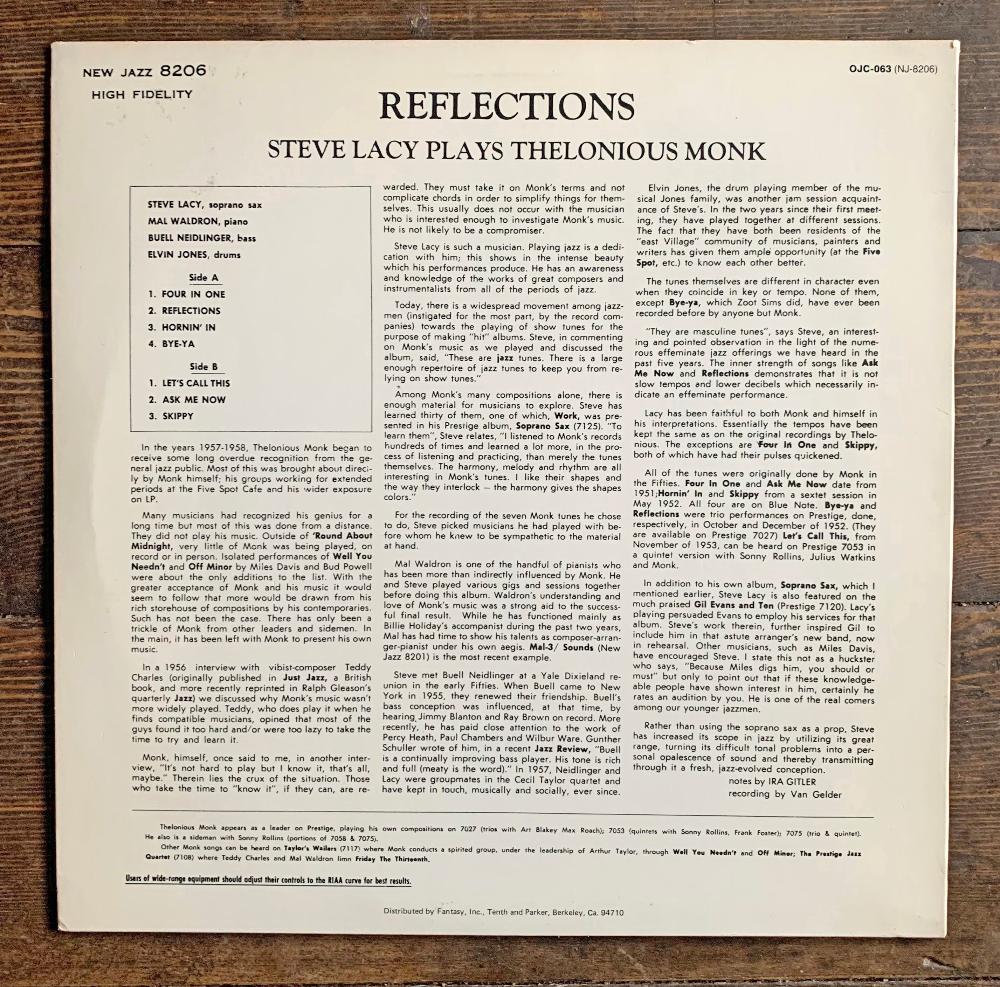 Steve Lacy - Plays Thelonious Monk Reflections