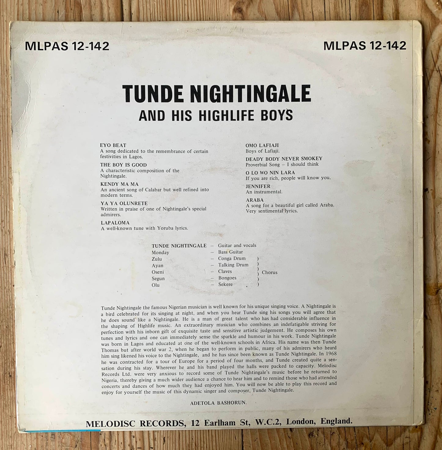 Tunde Nightingale - The Bird That Sings All Night