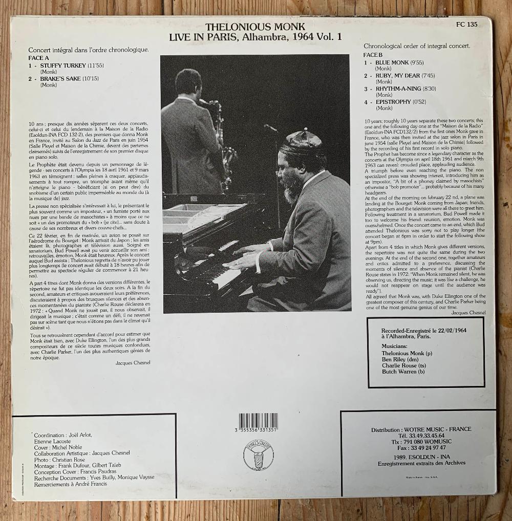Thelonious Monk - Live In Paris, 1964: Alhambra Vol. 1